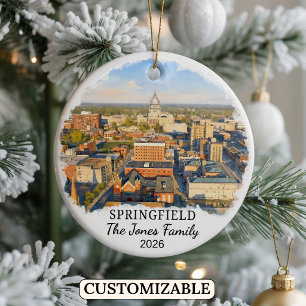 Cerámica Adorno personalizado de Springfield, Illinois pers