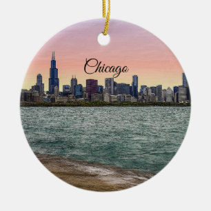 Cerámica Adorno Pintor de la Silueta de Chicago Souvenir