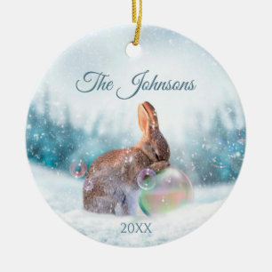Cerámica Adorno religioso de Navidad de conejo Bunny orando