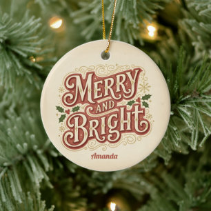 Cerámica Adorno Retro Vintage Alegre y Brillante de Navidad