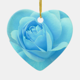 Cerámica adorno romántico de rosa azul