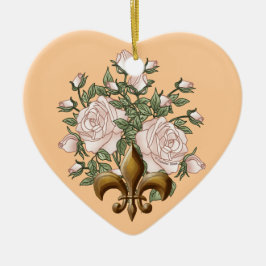 Cerámica Adorno Rosa Flor de Lis
