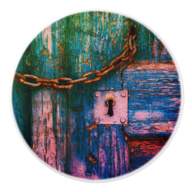 Cerámica Agujero de la puerta de madera rústica y pomo de c (Anverso)