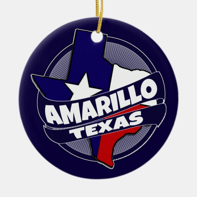 Cerámica Amarillo Texas bandera de la explosión de adorno d (Frente)