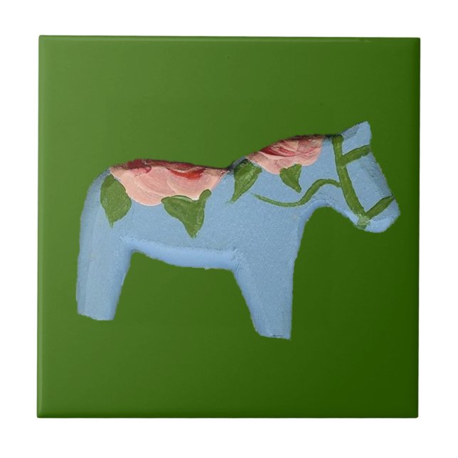 Cerámica Azulejo de Caballo Azul Claro (Frente)