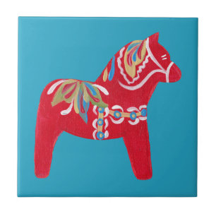 Cerámica Azulejo de Caballo Dala Rojo