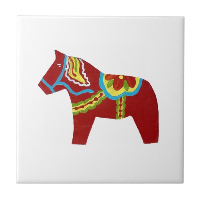 Cerámica Azulejo de Caballo Dala Rojo (Frente)