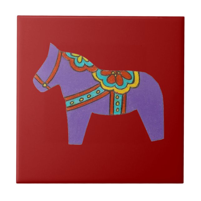 Cerámica Azulejo de Caballo Morado (Frente)