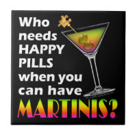 Azulejo de Coaster Martinis vs. Pastillas Felices