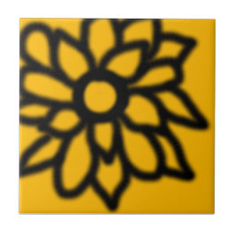 Cerámica Azulejo de Flor de Arte Pop Amarillo