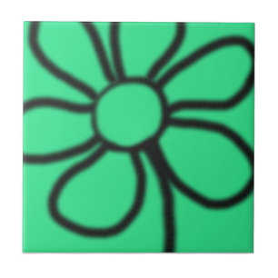Cerámica Azulejo de Flor de Arte Pop Verde