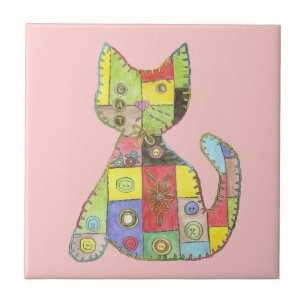 Cerámica Azulejo de gato de patchwork