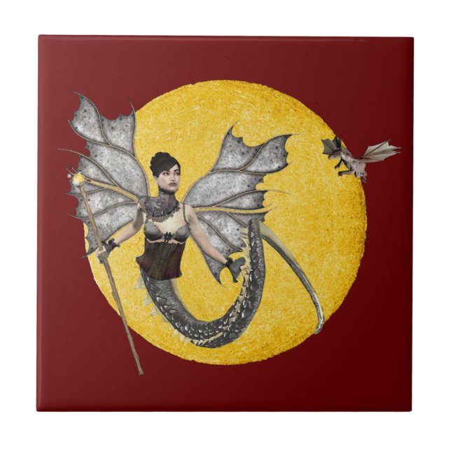 Cerámica Azulejo de la Diosa Dragón (Frente)