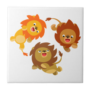Cerámica Azulejo de leones de dibujos animados lindos y sin