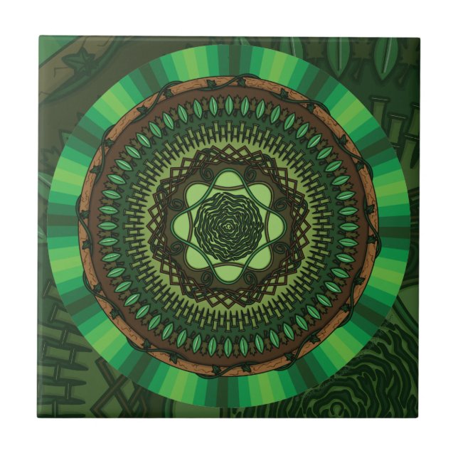 Cerámica Azulejo de Mandala de la Tierra (Frente)