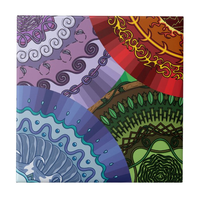 Cerámica Azulejo de Mandalas de los Elementos (Frente)