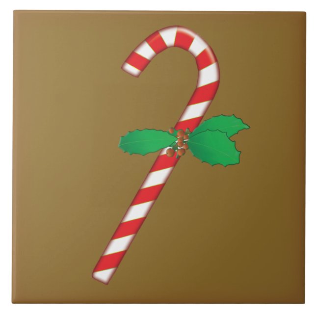 Cerámica Azulejo de Navidad de Bastón de Caramelo (Frente)