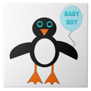 Cerámica Azulejo de Pingüino Niño Azul Adorable