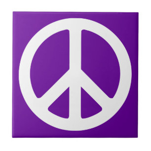 Cerámica Azulejo de símbolo de paz blanco y morado