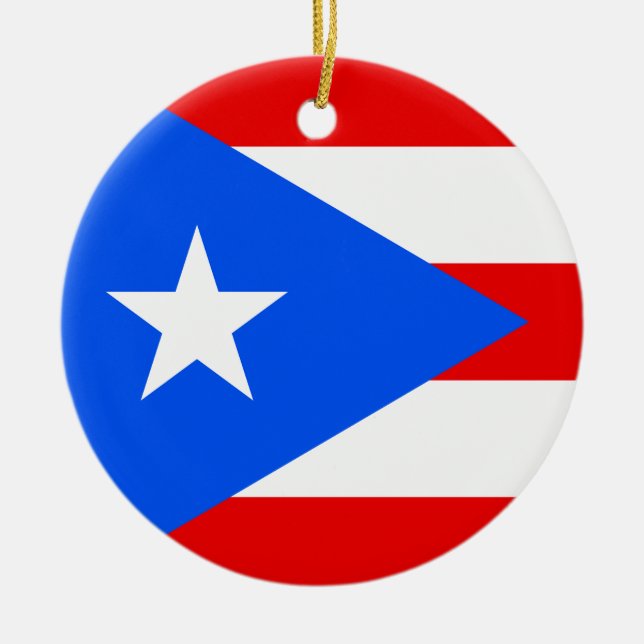 Cerámica Bandera de Puerto Rico personalizado adorno de árb (Frente)