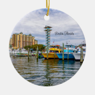 Cerámica Barcos Estacionados Destin Florida Adorno de Círcu