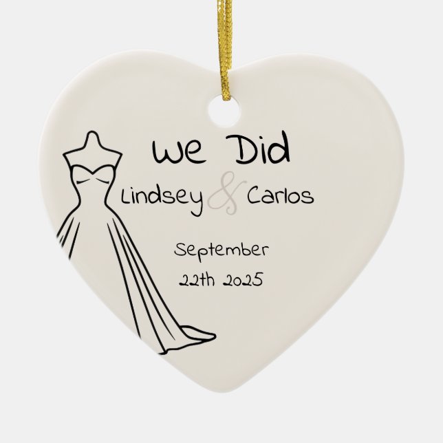 Cerámica Boda de adorno cerámico nombre primera navidad (Frente)