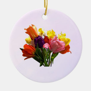 Cerámica Bouquet primaveral con tulipanes y adorno de daffo