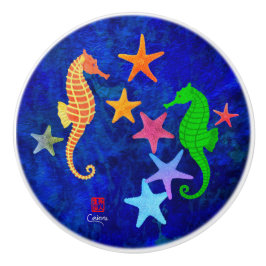 Cerámica Caballos de mar y langosta L - Pomo cerámico