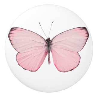 Cerámica Cajón de mariposa rosa o pomo de la puerta