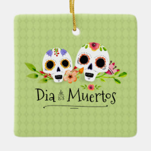 Cerámica Calaveras de azúcar floral Dia de Muertos   Adorno