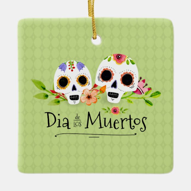Cerámica Calaveras de azúcar floral Dia de Muertos | Adorno (Anverso)