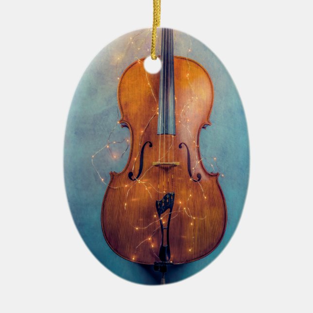 Cerámica Cello con luces adorno de Navidad (Frente)