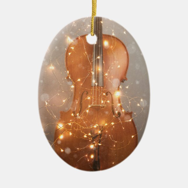 Cerámica Cello con luces adorno de Navidad (Frente)