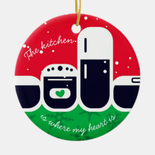 Cerámica Cocina donde mi corazón es adorno de árbol de Navi