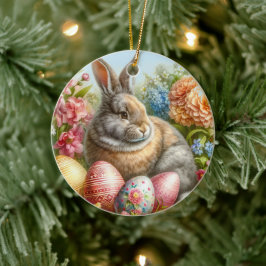 Cerámica Conejo de Pascua Adorno de árbol de vacaciones