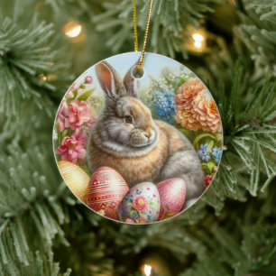 Cerámica Conejo de Pascua Adorno de árbol de vacaciones