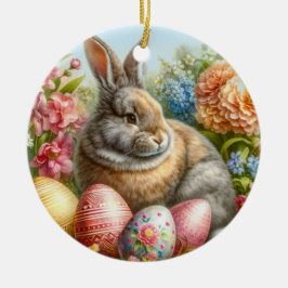 Cerámica Conejo de Pascua Adorno de árbol de vacaciones