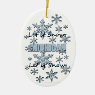 Cerámica Dejen que nieve adorno de Navidad en Michigan