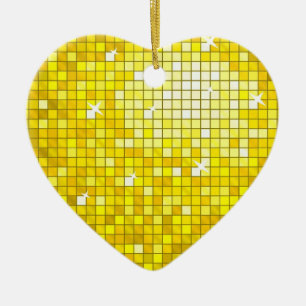 Cerámica Disco Tiles Corazón de adorno amarillo