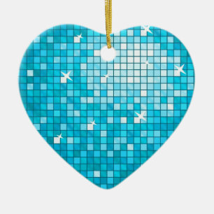 Cerámica Disco Tiles Corazón de adorno azul