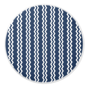 Cerámica Diseño de Chevron azul oscuro - Pomo de cajón