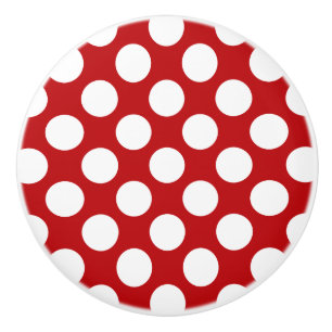 Cerámica Diseño de puntos de polka blanca - Pomo de cajón