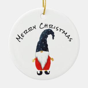 Cerámica Duende de Navidad, Gnomo con adorno de sombrero az