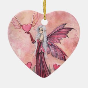 Cerámica El Corazón de Hada Volador de San Valentín Adorno