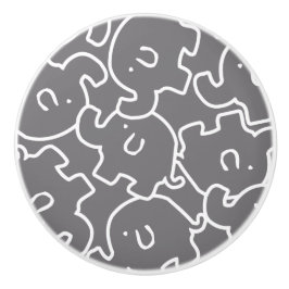 Cerámica Elefantes Calientes Gris Y Blancos Pomo De Puerta