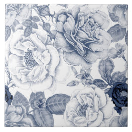 Cerámica Elegante azulejo blanco vintage de motivos florale