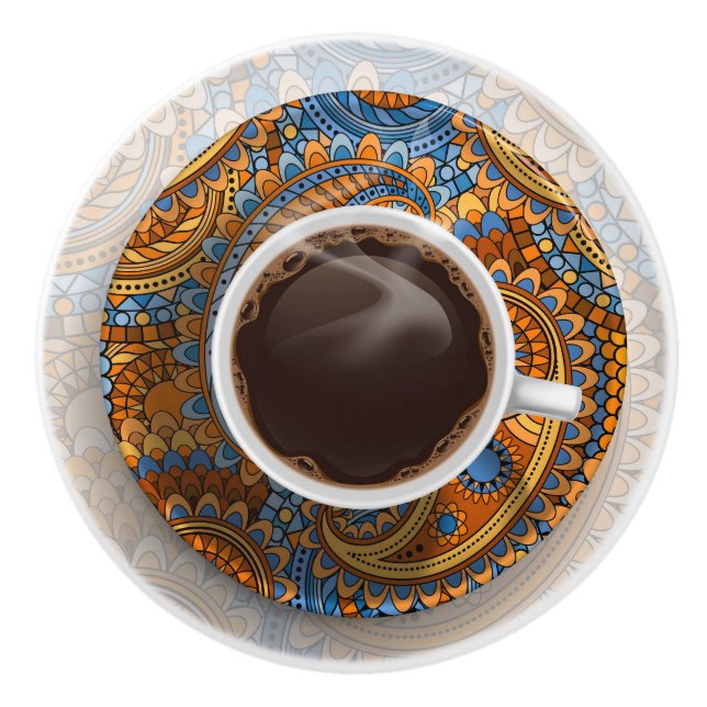 Cerámica Elegante pomo de cajón de copa de café - SRF (Anverso)