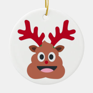 Cerámica emoji de reno de xmas adorno cerámico