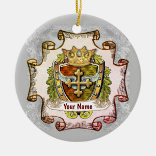 Cerámica Escudo de armas de la familia Cruz adorno de apell