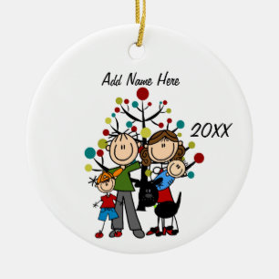 Cerámica Familia de Personalizables de cuatro con adorno de